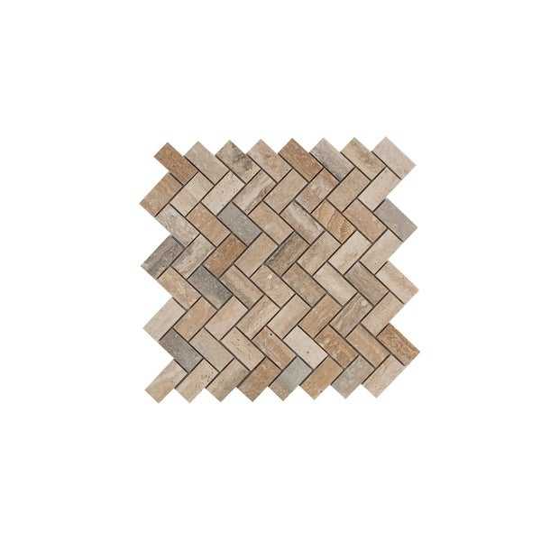 Maykke 12.06 x 12.06 -Inch Sadie Mosaic Wall and Floor Tile, Natural Travertine Marble (10 Tiles / 10 sqft)