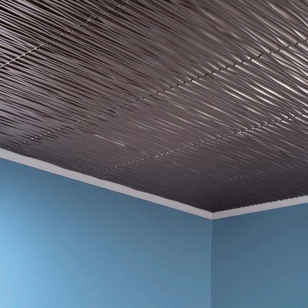 Fasade Dunes Horizontal Brushed Nickel 2-foot x 2-foot Glue-up Ceiling Tile
