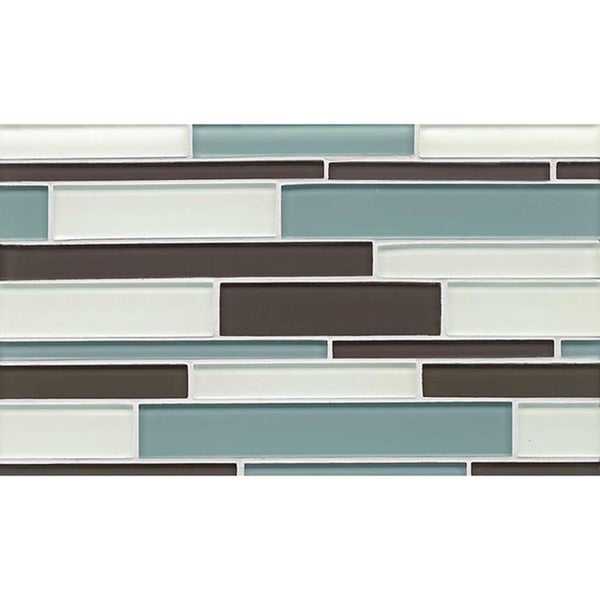 Hamptons Cove Random Interlock White/ Grey/ Blue Gloss/Matte Glass Tile (10 Sheets Per Case)
